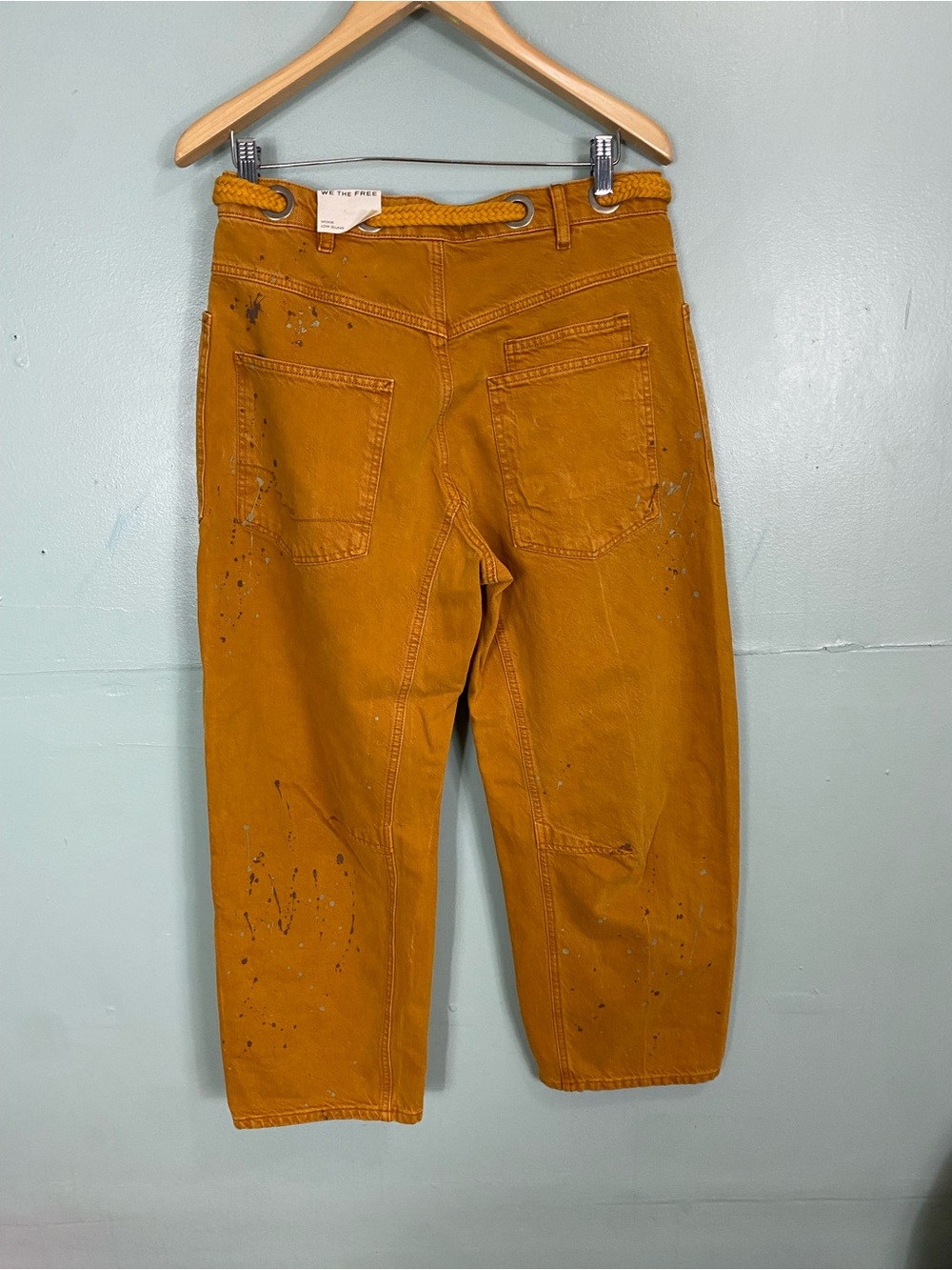 Free People Moxie Pull On Barrel Jeans Tangerine Peel Orange Size 27 - Picture 3 of 5
